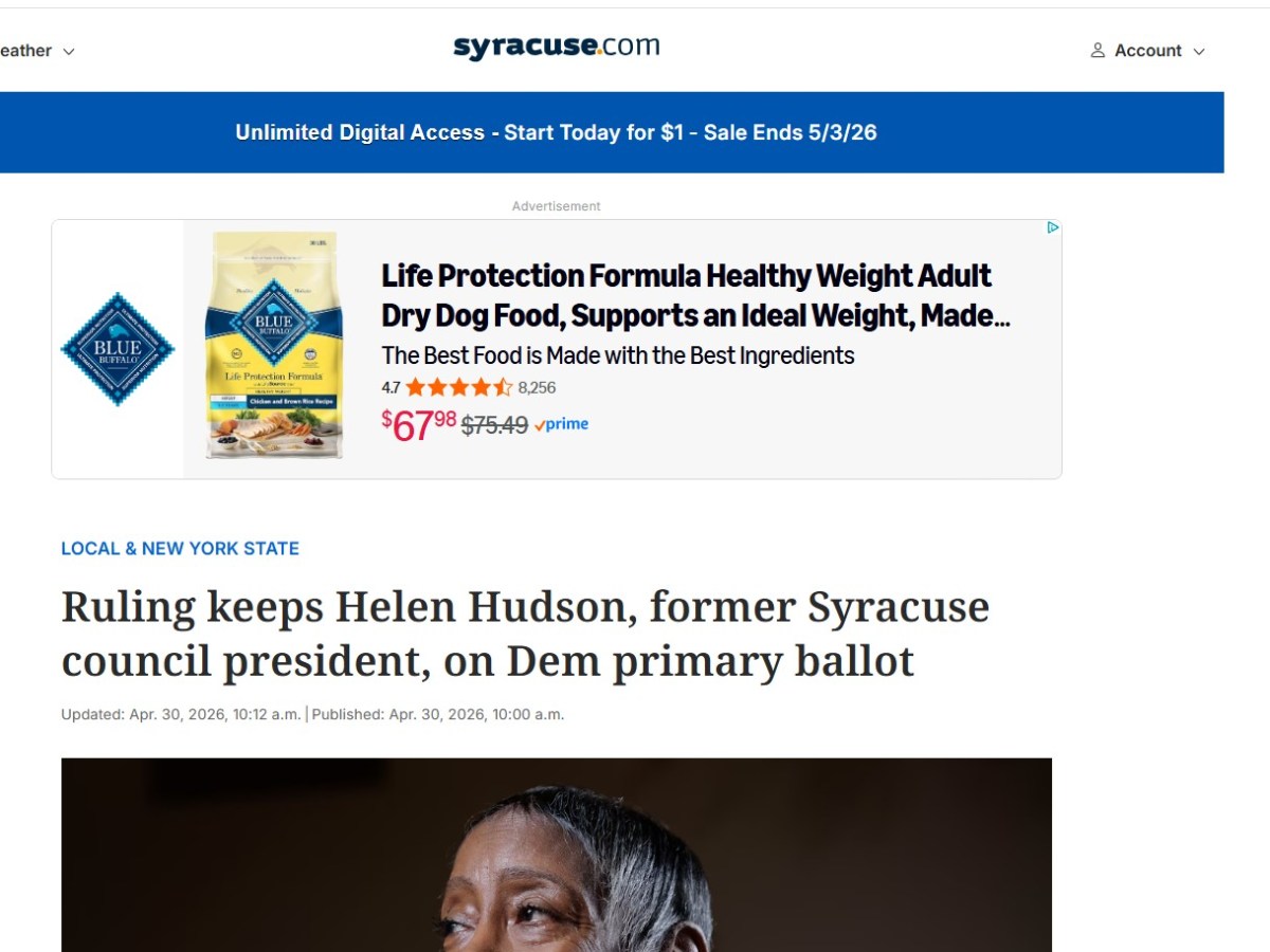 Ruling keeps Helen Hudson, former Syracuse council president, on Dem primary ballot –&nbsp;Syracuse.com
