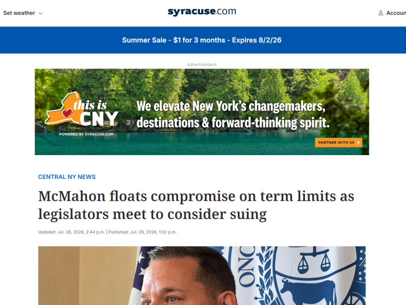 McMahon floats compromise on term limits as legislators meet to consider suing –&nbsp;Syracuse.com