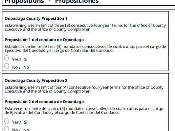 How the Dueling Propositions in Onondaga County for term limits will&nbsp;work.